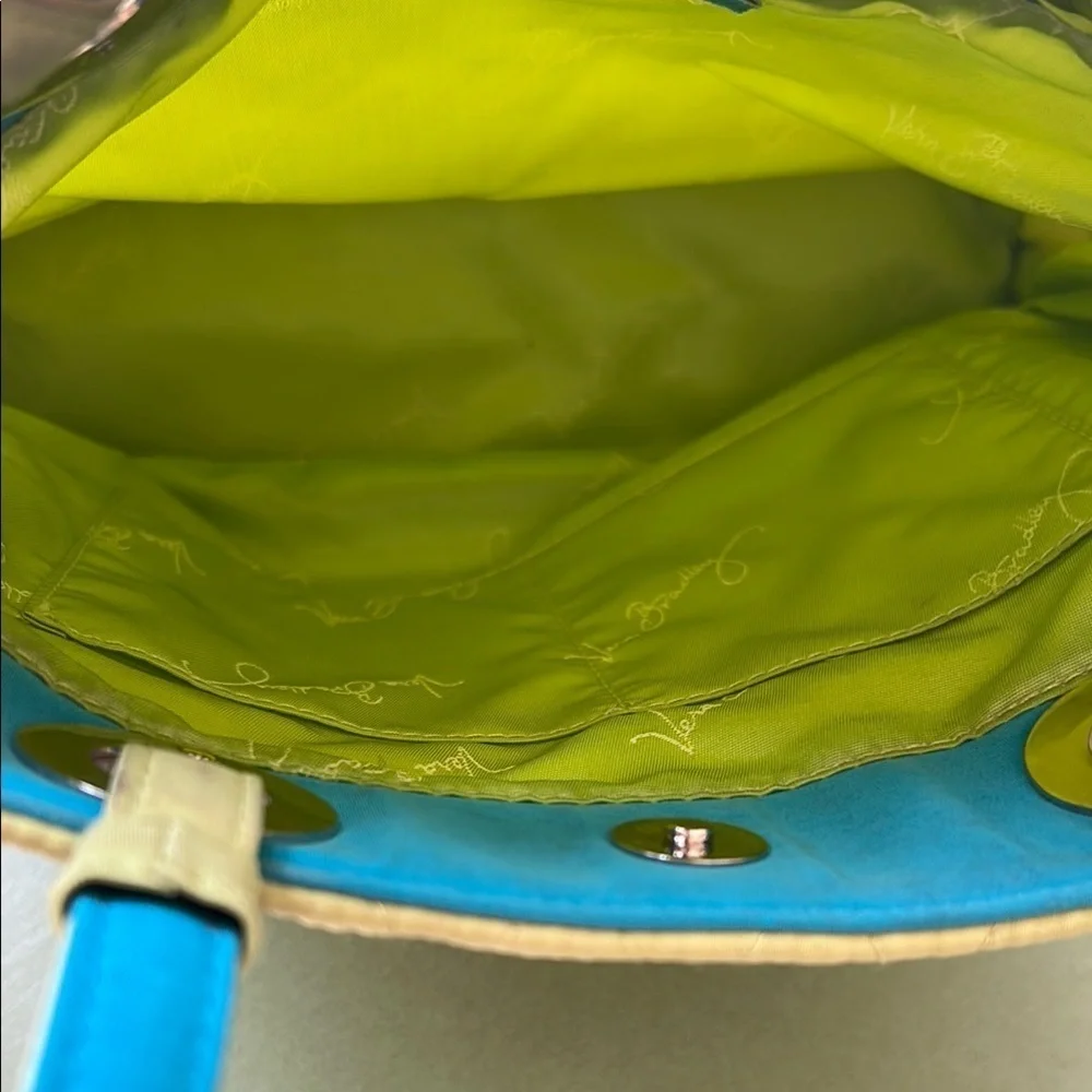 Vera Bradley  CRABTREE & EVELYN Tote Purse Quilted Key Lime Green & Turquoise